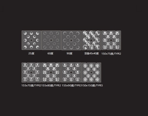 Wielopunktowa matryca soczewek 12w1 Typ I LED 3030 do lamp ulicznych, 50x50mm